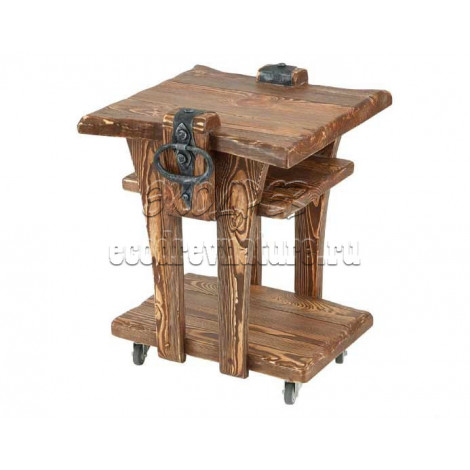 Деревянный стол под старину из массива сосны Кофейный