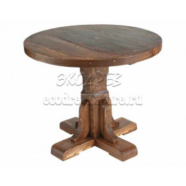 Деревянный стол 90x90 под старину из массива сосны Рошфор, круглый
