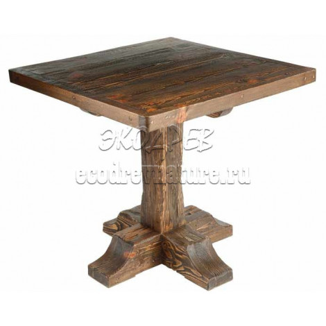 Деревянный стол 80x80 под старину из массива сосны Рыбак, квадратный