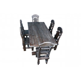 Комплект столовой мебели под старину из массива сосны Ришелье-2