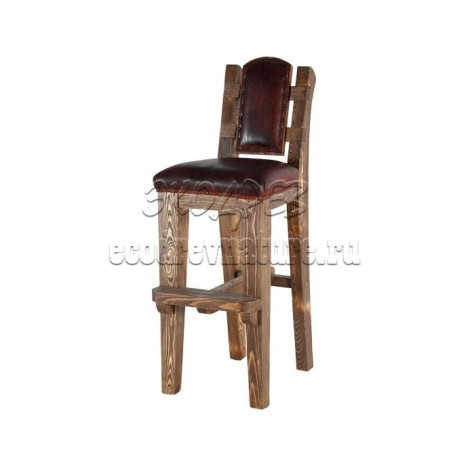 Деревянный стул барный под старину из массива сосны Ришелье